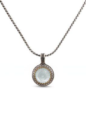 KONSTANTINO 925 Silver 18K Gold Dome Mother of Pearl Doublet Pendant Necklace